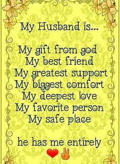 a card with the words, my husband is my gift from god and his best friend