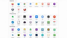 an image of a web page with many different app icons on the front and back