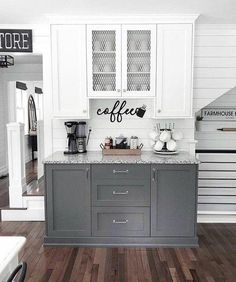 the kitchen is clean and ready to be used as a coffee bar or restaurant counter