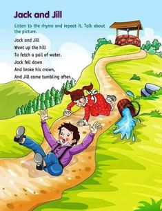 an image of a cartoon scene with two people falling down the hill and another person standing on