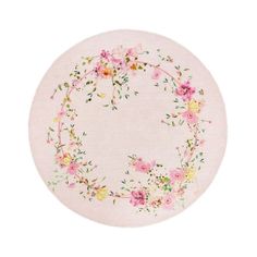 a white plate with pink and yellow flowers on it