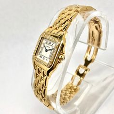 The Cartier Panthere 18K Yellow Gold Women's Diamond Watch 23mm ~0.4ct is a timeless classic. This Luxurious Cartier watch is pre-owned, in excellent condition, and comes in an original box with a full warranty from ItsHot.com. Whether you're looking for a classic timepiece or a luxurious statement piece, the  Cartier Panthere 18K Yellow Gold Women's Diamond Watch 23mm ~0.4ct is the perfect choice. Each watch can be additionally customized with diamonds (please contact us for details). Timeless Yellow Gold Watch With Jubilee Bracelet, Gold Watches With Diamond Accents For Wedding, Gold Diamond Watch With Brilliant Cut For Anniversary, Gold Wedding Watches With Diamond Accents, Classic Yellow Gold Jewelry For Formal Occasions, Timeless Yellow Gold Jewelry And Watches With Jubilee Bracelet, Timeless Yellow Gold Jubilee Bracelet Jewelry And Watches, Yellow Gold Diamond Watch With Brilliant Cut For Anniversary, Formal Yellow Gold Watches With Jubilee Bracelet