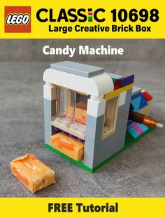 an image of a lego candy machine with the instructions for it's storage compartment