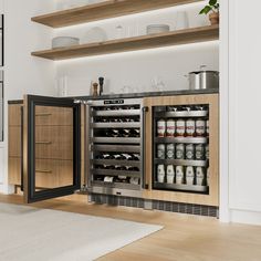 an open refrigerator in the middle of a kitchen