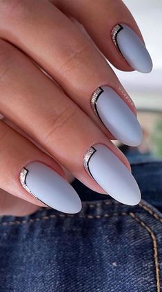 Most Beautiful Nail Designs You Will Love To wear In 2021 Light Blue Light Blue Nail Designs, Blue And Silver Nails, Blue Nail Art Designs, Blue Gel Nails, Natural Nail Art, Elegant Nail, Elegant Nail Art, Makeup Hacks Beauty Secrets