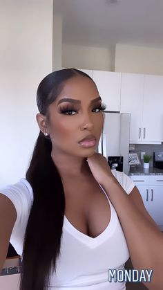 Black Ponytail, Straight Hairstyle, Makeup For Black Skin, Peinados Recogidos, Peinados Fáciles Para Cabello Corto, Hair Laid, Gorgeous Makeup