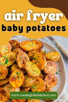 air fryer baby potatoes on a white plate