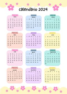 a calendar for the new year with flowers and butterflies in pastel colors on a white background