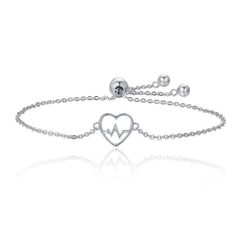 Adorable Sterling Silver ER Nurse Heart Bracelet for Women Chain Length: up to 8.66" | 22 cm ( Adjustable ) Material: Sterling Silver FAST Shipping from FL, USA Minimalist Adjustable Open Heart Jewelry, Silver Necklace Designs, Silver Chain Bracelet, 925 Sterling Silver Chain, Heart Bracelet, Adjustable Bracelet, Silver Bracelets, Sterling Silver Bracelets, Sterling Silver Chains