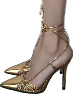 Gold Heels With 4-inch Heel For Event, Gold Heels With Wrapped Heel For Parties, Pointed Heels For Party, Gold Heels For Summer Events, Gold Party Heels With 4-inch Heel, Gold 4-inch Heels For Party, Spring Party Pointed Heels, Gold Heels For Party Season, Gold Pointed Toe Heels For Summer