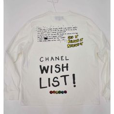 Chanel X Pharrell Capsule Collection White Long Sleeve Graffiti Tee Shirt Rare M ********** Chanel X Pharrell ********** Brand: Chanel Size: Medium Name: Chanel X Pharrell Color: White Style: 19d Style#: P61051 K46833 Material: 100% Cotton Long Sleeve Tee Super Rare Exclusive Collectible Tee Graffiti Chanel Wish List Back Detail Brand New With Original Tags Attached 100% Authentic Or Your Money Back Great Gift I Ship Worldwide Any Other Questions Just Ask, I Will Be Happy To Answer Them Chanel Men, Capsule Collection, Wish List, White Style, White Long Sleeve, Long Sleeve Tee, Denim Fashion, Tee Shirt, Graffiti