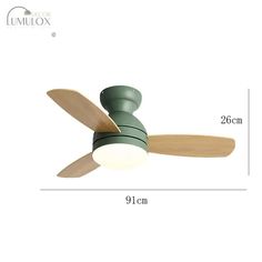 an image of a ceiling fan that is green and has two wooden blades on it