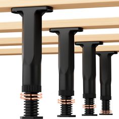 four different types of black and copper hoses