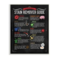 a blackboard poster with instructions on how to use stain remover guide for makeup