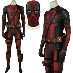 deadpool cosplay costume with mask and gloves