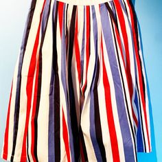 Modcloth Skirt (With Pockets!!) New Without Tags In Red, White And Multiple Blues Striped Skirt. Tags Were Removed, But Never Worn. Striped Flared Skirt For Summer, Striped Pleated Skirt Bottoms For Summer, Striped Pleated Skirt For Summer, Multicolor Cotton Skirt For Day Out, Striped Full Skirt Bottoms For Summer, Striped Full Skirt For Summer, Chic Multicolor Cotton Skirt, Casual Multicolor Short Skirt, Retro Striped Summer Skirt