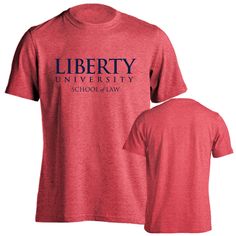 Liberty University Flames School of Law Short Sleeve T-Shirt This Liberty University Flames School of Law Shirt will no doubt be your go-to tee all season long not only in Lynchburg, Virginia, but everywhere you go. Wear this tee with pride and let everyone know your passion and appreciate for the Liberty University School of Law. This is a great shirt to give as a Graduation, birthday, or Christmas holiday!Solids 100% CottonHeathers Poly/Cotton BlendSimple and stylish shirt designFull front hig Red Graphic Tee For College, Red Relaxed Fit T-shirt With Text Print, Red Crew Neck T-shirt For College, Red Crew Neck Shirt For College, University Red Graphic Tee With Letter Print, Red Relaxed Fit T-shirt For College, University Red Crew Neck Graphic Tee, Red Pre-shrunk College T-shirt, Red Pre-shrunk T-shirt For College