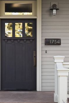 a black front door on a house