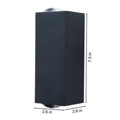 a tall black box is shown with measurements