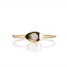 Evil Eye Diamond Ring in 14k Gold , Evil Eye Ring , Evil Eye Jewelry , Stacking Ring , Eye Ring , Gold Evil Eye Ring 14kt ♦ Item Details ♦ Diamond Quality:  ♦ Color: G  ♦ Clarity: VS ♦ Total Carat Weight: 0.03 ct. ♦ Round Diamond: 1 pc 2.00MM ♦ Setting Type: Bezel ♦ Total Number of Stones: 1 ♦ Band Width: approximately 1.3mm ♦ Metal Finish: High Shine Polish 14K Gold ♦ This design is available in Yellow, White and Rose 14K Gold Diamond Cuff Ring, Diamond Leaf Ring, Evil Eye Ring Gold, Jewelry Stacking, Gold Diamond Wedding Rings, Marquise Cut Engagement Ring, Promise Rings For Couples, Leaf Engagement Ring, Diamond Cluster Earrings