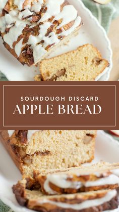 sourdoughsicard apple bread on a white plate