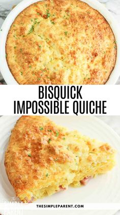 two images side by side with the words bisouck impossible quiche on top