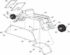 an assembly diagram for the rear end of a vehicle, with wheels and axles