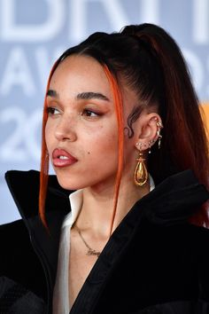 Rogue Hair, Single Pearl Earrings, Stacy London, Celebrities Earrings, Shades Of Red Hair, Forward Helix Piercing, Fka Twigs, Shia Labeouf, Brit Awards