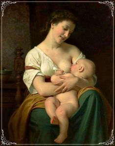 a painting of a woman holding a baby