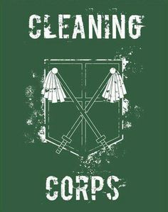 a green poster with the words cleaning corps