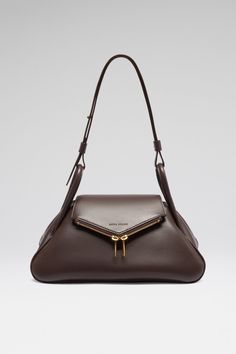 High-end Brown Pouch Shoulder Bag, High-end Brown Shoulder Bag With Gold-tone Hardware, High-end Brown Shoulder Bag For Everyday, High-end Brown Shoulder Bag For Office, High-end Brown Bag For Formal Occasions, High-end Brown Satchel For Evening, High-end Brown Soft Leather Shoulder Bag, High-end Pouch Satchel For Formal Occasions, Luxury Shoulder Bag With Handle Drop