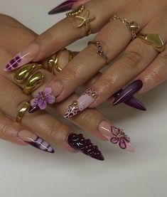 Birthday Vacation Nails, Vacation Nails Long, Purple Fall Nails, Cute Holiday Nails, Pixie Nails, Birthday Core, Ethereal Nails, Sliver Nails, Nails For Fall