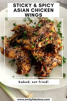 These Crispy Baked Asian Chicken Wings are sweet, salty, sticky, and so easy to make. The chicken wings are baked, not fried, so they are healthier and there is less mess! Make these wings for your next party or get-together or just a fun weeknight meal!  also love this wing recipe because anytime I make these wings, they are an instant hit at any party or get-together. These Crispy Baked Asian Chicken Wings will not disappoint and you won't even miss the frying. #bakedwings #chickenwings #asianwings #stickysauce Sticky Asian Chicken Wings, Sticky Asian Chicken, Chicken Wings Crispy, Easy Asian Chicken, Wings Crispy, Asian Chicken Wings, Spicy Asian Chicken, Sticky Chicken Wings