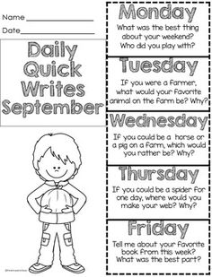 worksheet for the daily writing task with pictures and words on it to help students learn