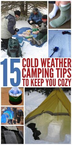 the collage shows different types of camping equipment and how to keep them warm this winter