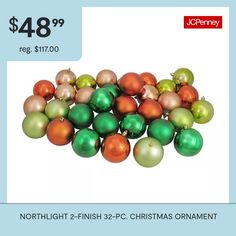 a pile of christmas ornaments sitting next to each other on a white background with the text, $ 48 99 reg $ 11 00