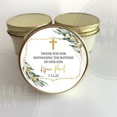 Baptism Candle Favors | Gold Floral Personalized GiftHow to Order:Candle Options (6)Candle (Only) (6) Candles + White BoxesColor Lid: White, Silver, Rustic and Gold Fragrance and Personalization Go in the Personalize BoxCandle Details:Weight: 4 ounceHeight: 2" | Diameter: 2.59"Burn Time: 30 Hours Wax Blend: Soy (Plant Base)INFO YOU NEED TO KNOW * Order processing is 2-4 Business days from the purchase date* All orders will ship on Estimated Ship by Date on Invoice* Holiday season place orders ea