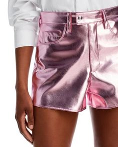 Blanknyc High Rise Metallic Shorts Fitted Metallic Shorts For Summer, Metallic Shiny Stretch Shorts, Metallic High-waisted Shorts For Party, Metallic High-waisted Shorts For Summer, Metallic Fitted Shorts, Bike Shorts Outfit Summer, Summer Nyc Outfits, Casual Church Outfits Summer, Summer Work Outfits Office Casual