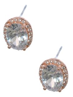 Fashion Earrings Rose Gold Plating Oval Cubic Zirconia Stud Earrings Rose Gold Oval Earrings For Anniversary, Rose Gold Oval Earrings For Wedding, Rose Gold Oval Jewelry For Party, Oval Crystal Earrings For Formal Occasions, Earrings Rose Gold, Rose Earrings, Rose Gold Earrings, Gold Plating, Fashion Earrings