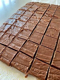 the chocolate is cut into squares and ready to be eaten