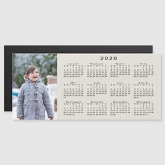 a calendar card with a photo of a child in winter clothes and the date on it