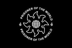 a black and white logo with the words prisoners of the world in it's center