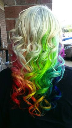 So fun. Hair color. Crazy hair color Colour Hair, Rainbow Hair Color, Awesome Hair, Fun Hair, Super Hair, Unicorn Hair, Colorful Hair, Colored Hair