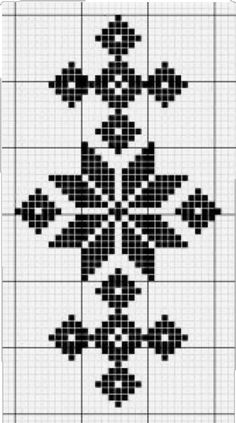 a cross stitch pattern with black and white squares in the shape of snowflakes