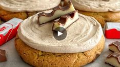 88K views · 1.4K reactions | Soft Kinder Cookies 😍 | Soft Kinder Cookies 😍

One of the worst things about January is diet books and empty promises! Eat a balanced diet, get your nutrients in and if you want... | By Fitwaffle | How to make super soft Kinder
Ice Cookies. Whisk together melted butter and granulated
sugar until combined. Then add one egg and vanilla and whisk
until smooth. Add plain flour, cornflour, baking powder,
bicarbonate of soda and salt and fold these in until just
combined. Then fold in chunks of Kinder chocolate and
refrigerate the dough for two hours. Roll the dough into
balls then place them on a baking tray, bake in the oven
and let them cool. For the icing, whisk the butter until
creamy then gradually whisk in the icing sugar. Melt the
Kinder Chocolate in the mi