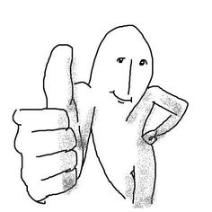 a drawing of a person giving the thumbs up sign with both hands and one hand