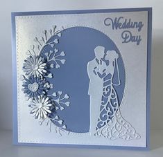 a wedding day card with a bride and groom