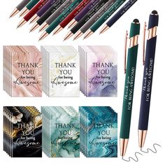 thank you for being awesome set of 12 pens and greeting cards with envelopes - assorted colors