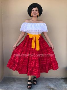 "Bright and colourful mexican outfit. Perfect for the mexican festivities and parties. Includes the skirt with ribbons, shirt and sash. Fits Size Small to Large Skirt's Measurements taken flat: Waist 12\" stretches 26 1/2\" Length 33\"" Senorita Outfit, Encanto Clothes, Charro Days, Mexican Dresses Traditional, Mexican Baby Girl, Mexican Skirt, Mexican Outfits, Outfit Mexicano