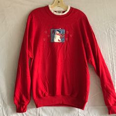 Vintage Top Stitch Embroidered Sweatshirt Red With Snowman New With Tags White Collar Trim Inside Medium Weight Material Item 111 Alabama Hoodie, Sweats Set, Light Grey Hoodie, Sweat Hoodie, Embroidered Sweatshirt, Morning Sun, Knit Sweatshirt, Women Hoodies Sweatshirts, Embroidered Sweatshirts